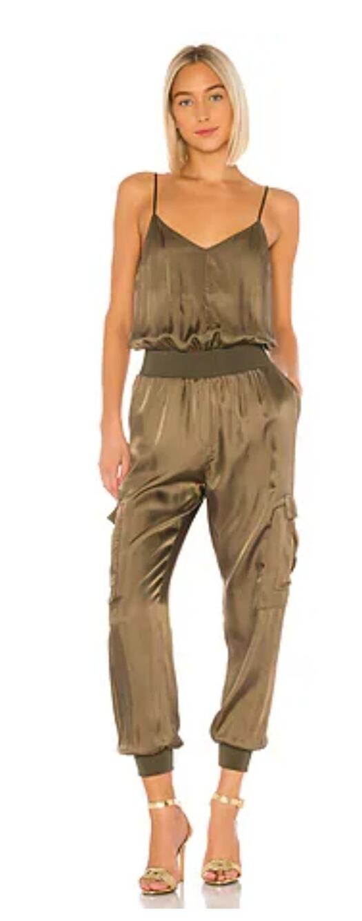 Cinq A Sept Twill Amia *In Brown* Satin Jumpsuit Medium